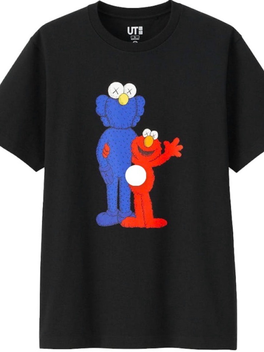 Uniqlo Black Tee with Blue & Red Character Print
